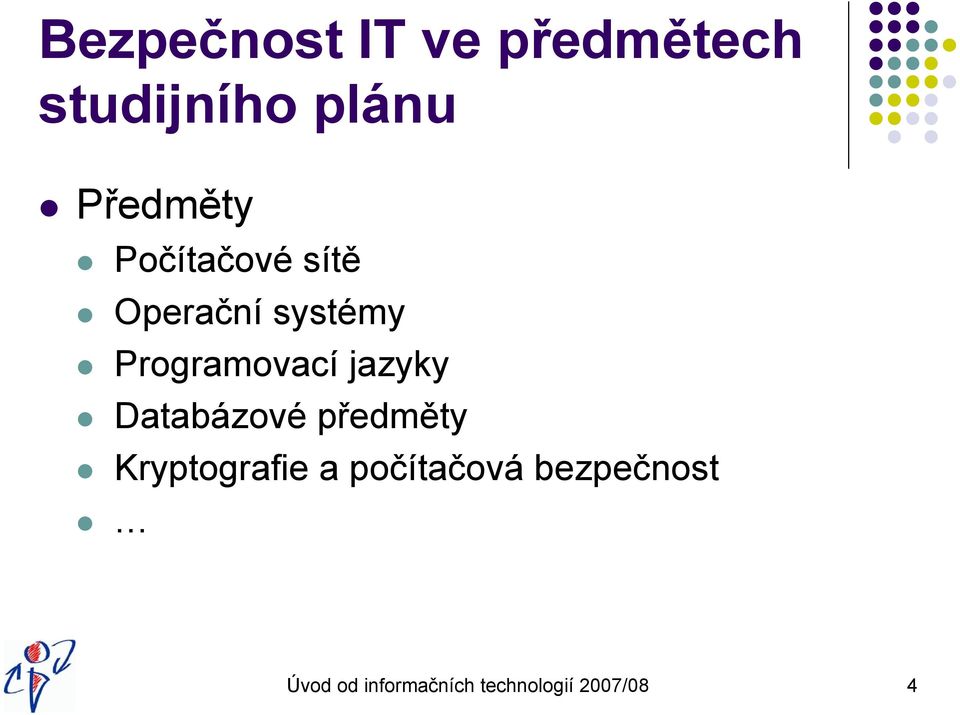 Programovací jazyky Databázové předměty