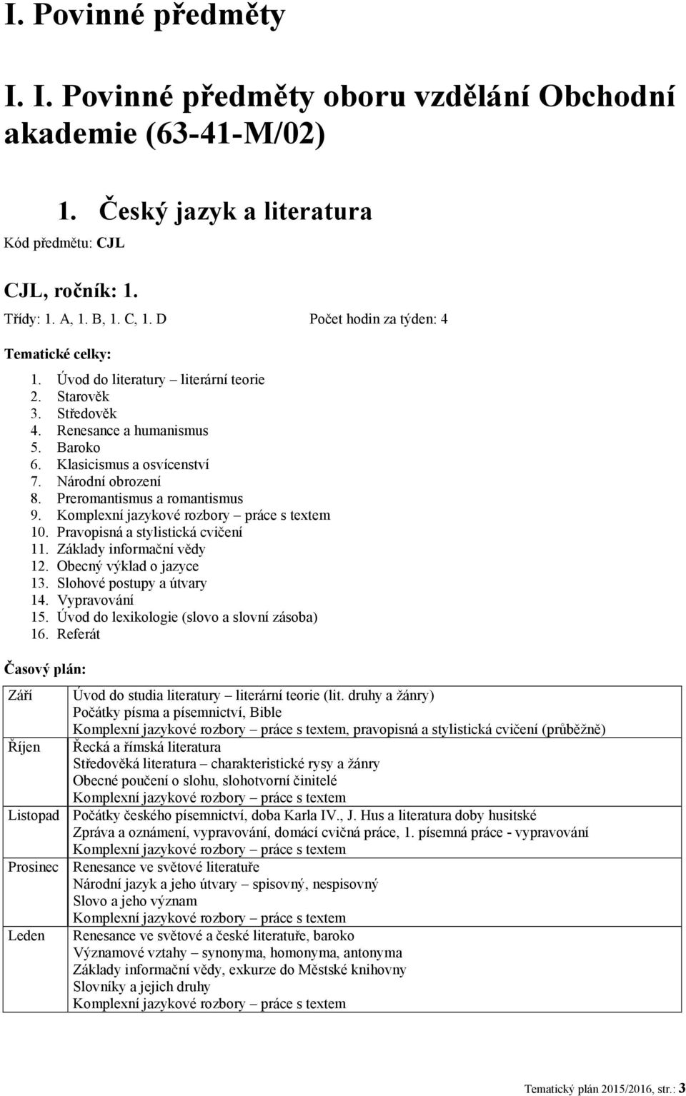 Preromantismus a romantismus 9. Komplexní jazykové rozbory práce s textem 10. Pravopisná a stylistická cvičení 11. Základy informační vědy 12. Obecný výklad o jazyce 13. Slohové postupy a útvary 14.