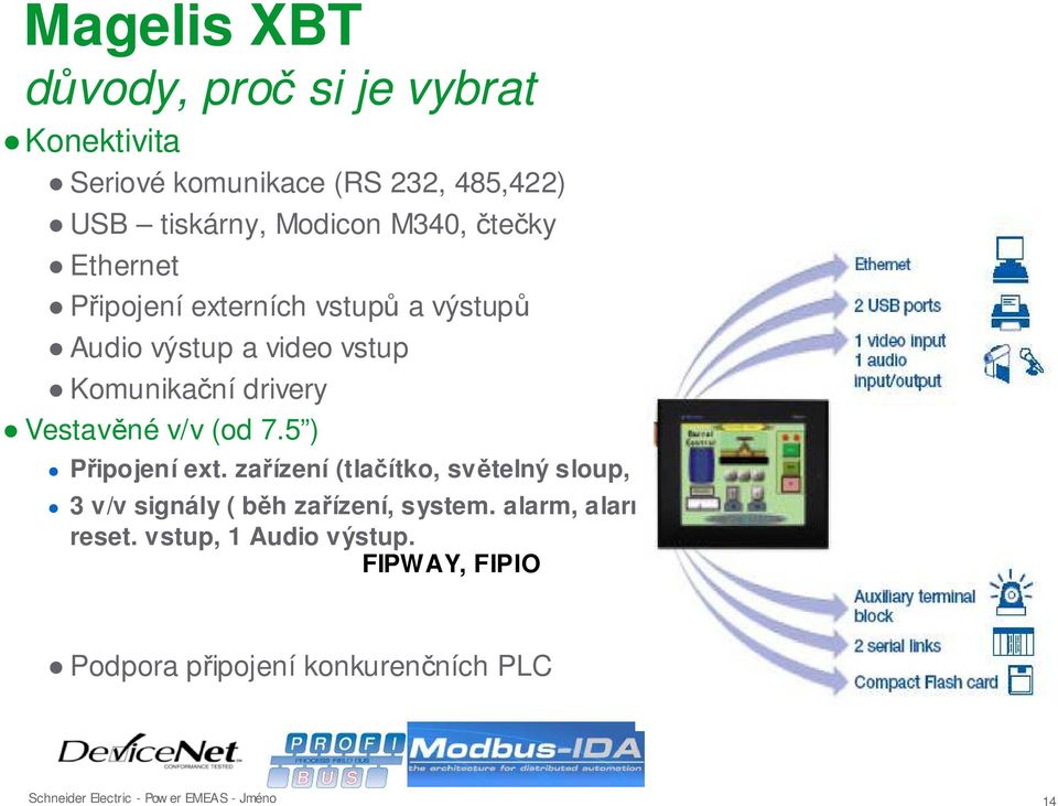 Vestavěné v/v (od 7.5 ) Připojení ext.