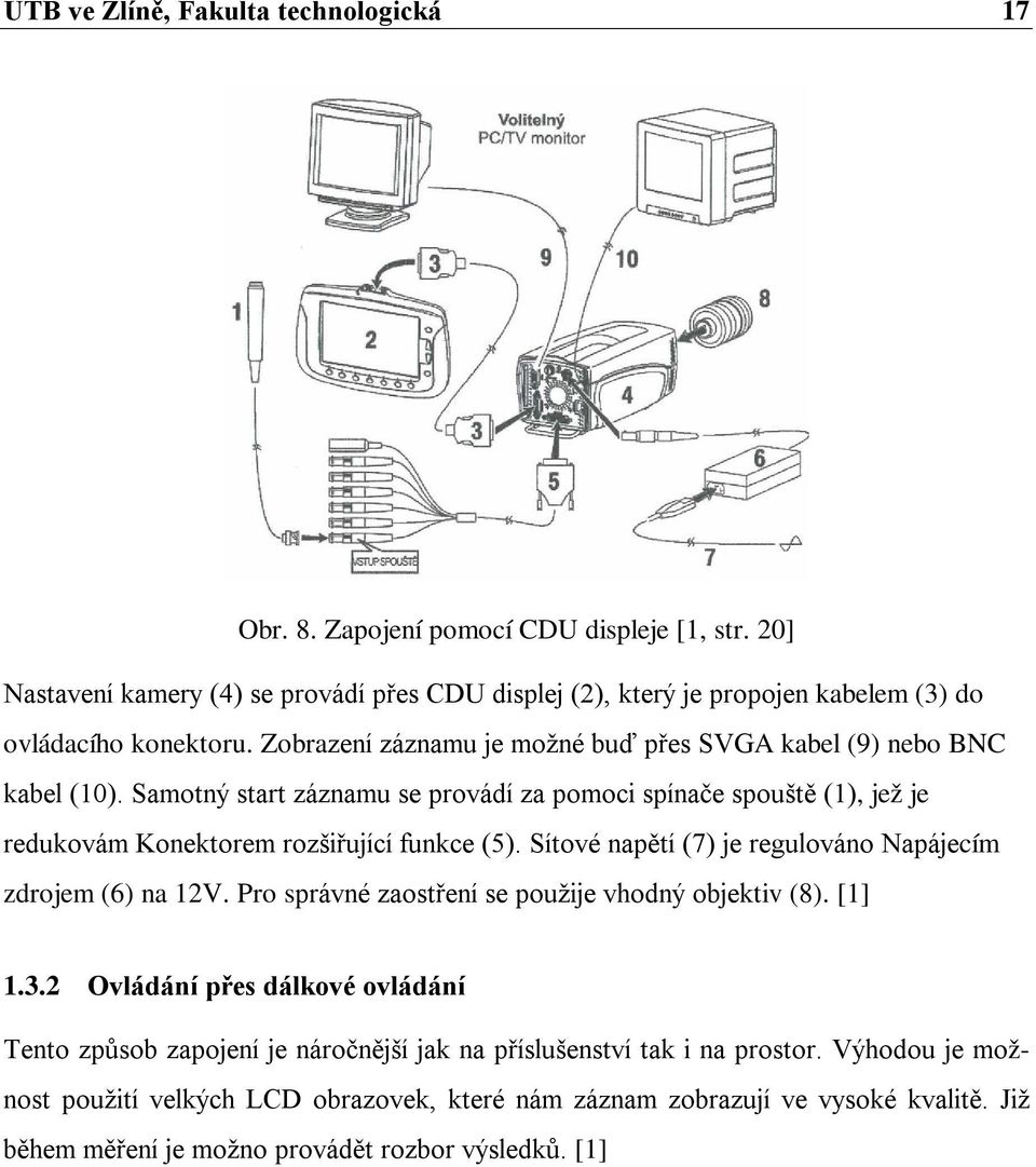 Samotný start záznamu se provádí za pomoci spínače spouště (1), jež je redukovám Konektorem rozšiřující funkce (5). Sítové napětí (7) je regulováno Napájecím zdrojem (6) na 12V.