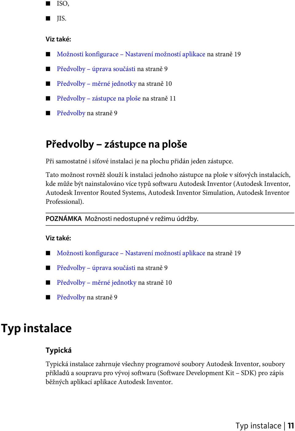 na straně 9 Předvolby zástupce na ploše Při samostatné i síťové instalaci je na plochu přidán jeden zástupce.