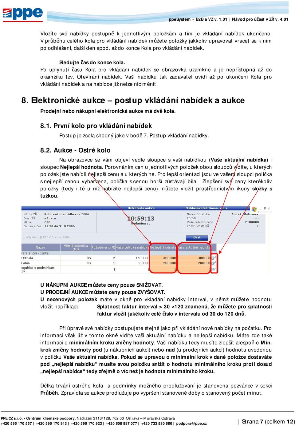 Po uplynutí času Kola pro vkládání nabídek se obrazovka uzamkne a je nepřístupná až do okamžiku tzv. Otevírání nabídek.