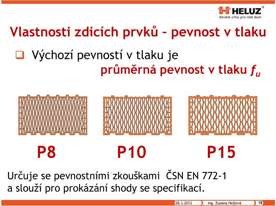 se pevnostními zkouškami ČSN EN 772-1 a slouží pro