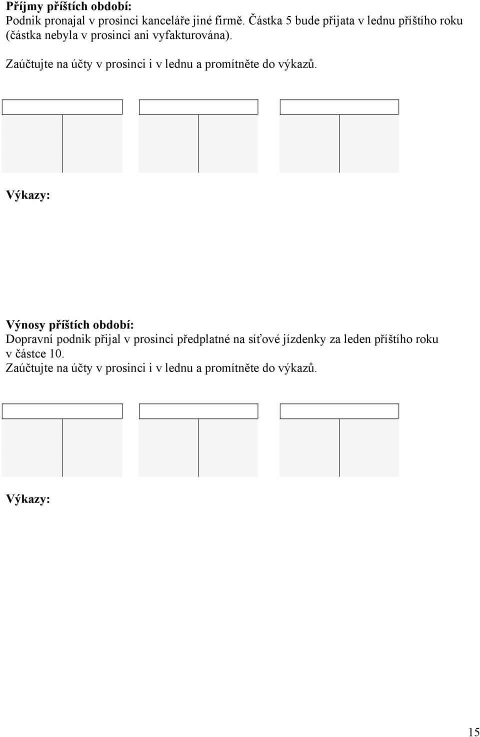 Zaúčtujte na účty v prosinci i v lednu a promítněte do výkazů.