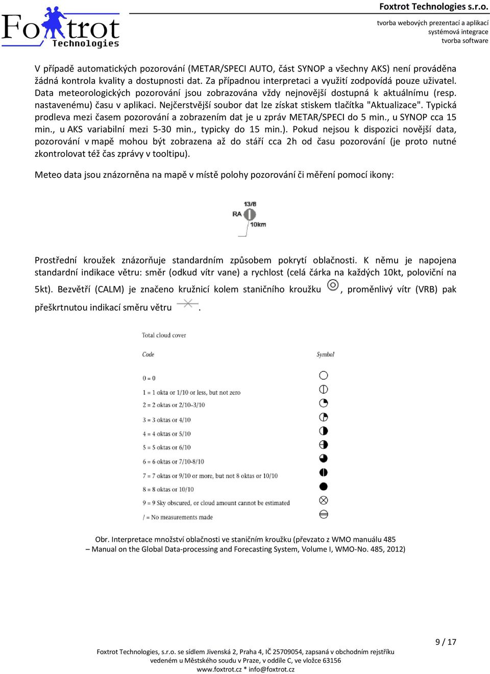 Typická prodleva mezi časem pozorování a zobrazením dat je u zpráv METAR/SPECI do 5 min., u SYNOP cca 15 min., u AKS variabilní mezi 5-30 min., typicky do 15 min.).