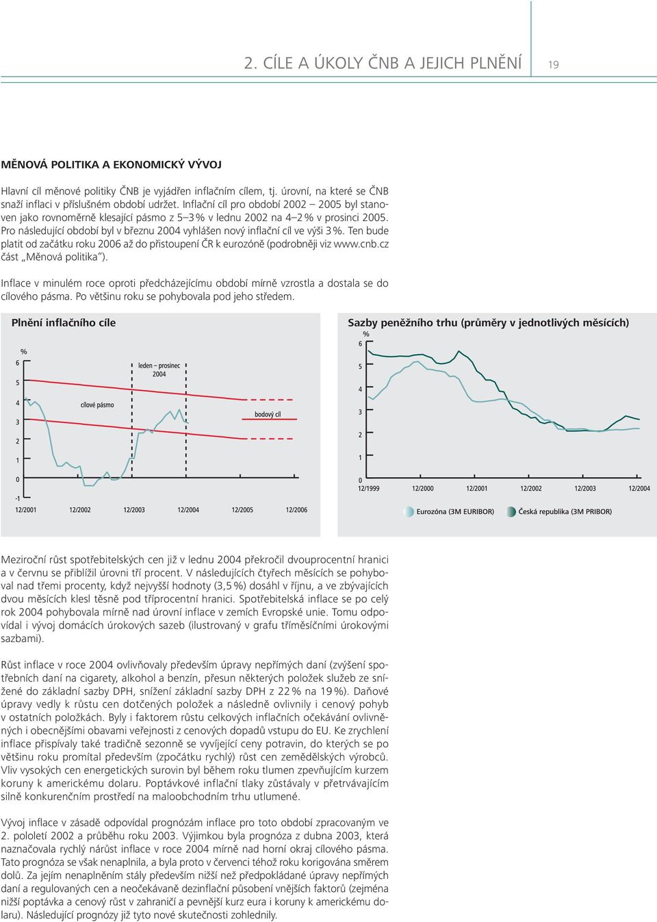 Pro následující období byl v březnu 2004 vyhlášen nový inflační cíl ve výši 3 %. Ten bude platit od začátku roku 2006 až do přistoupení ČR k eurozóně (podrobněji viz www.cnb.cz část Měnová politika ).