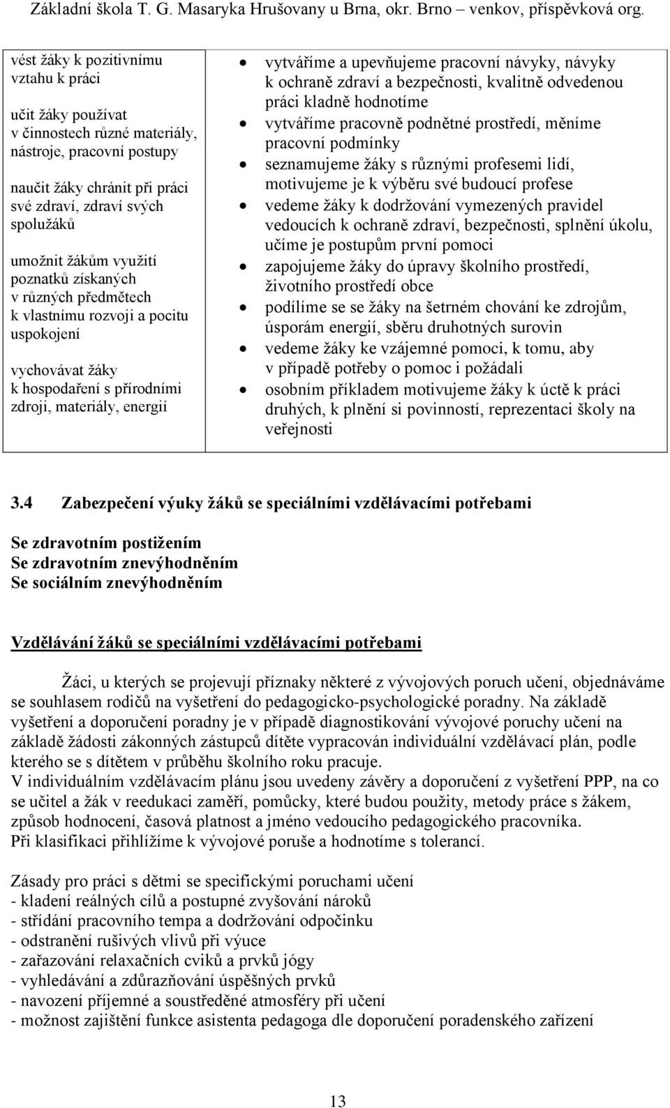 návyky k ochraně zdraví a bezpečnosti, kvalitně odvedenou práci kladně hodnotíme vytváříme pracovně podnětné prostředí, měníme pracovní podmínky seznamujeme žáky s různými profesemi lidí, motivujeme