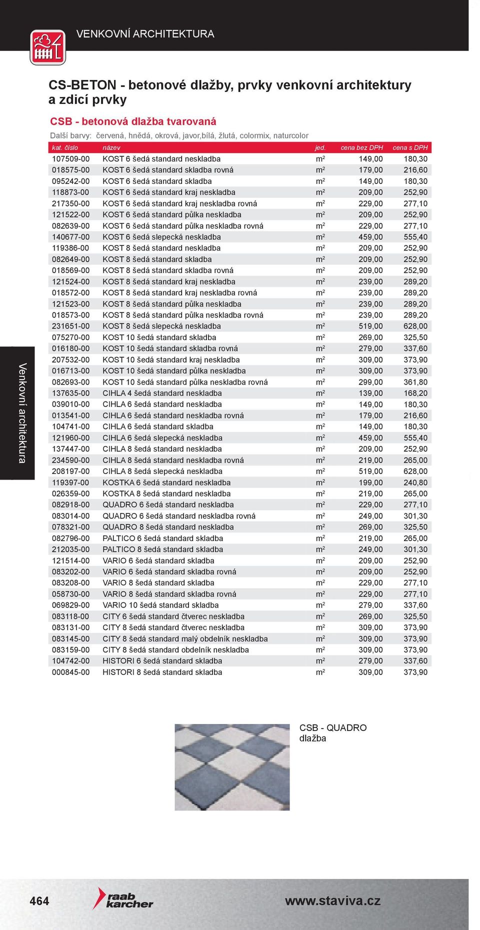 209,00 252,90 217350-00 KOST 6 šedá standard kraj neskladba rovná m 2 229,00 277,10 121522-00 KOST 6 šedá standard půlka neskladba m 2 209,00 252,90 082639-00 KOST 6 šedá standard půlka neskladba