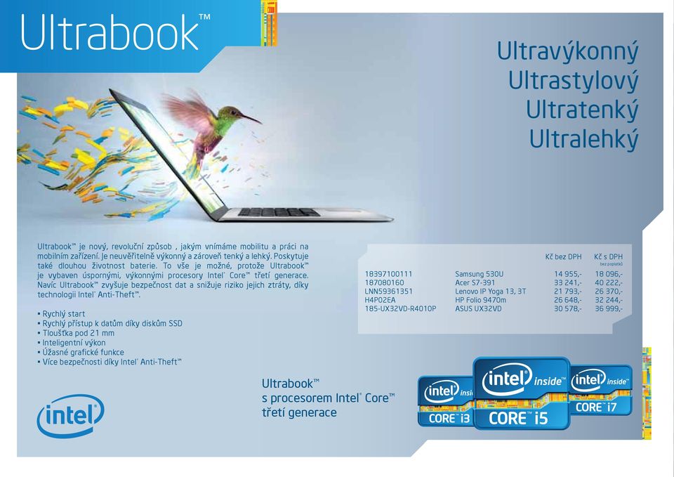 Navíc Ultrabook zvyšuje bezpečnost dat a snižuje riziko jejich ztráty, díky technologii Intel Anti-Theft.