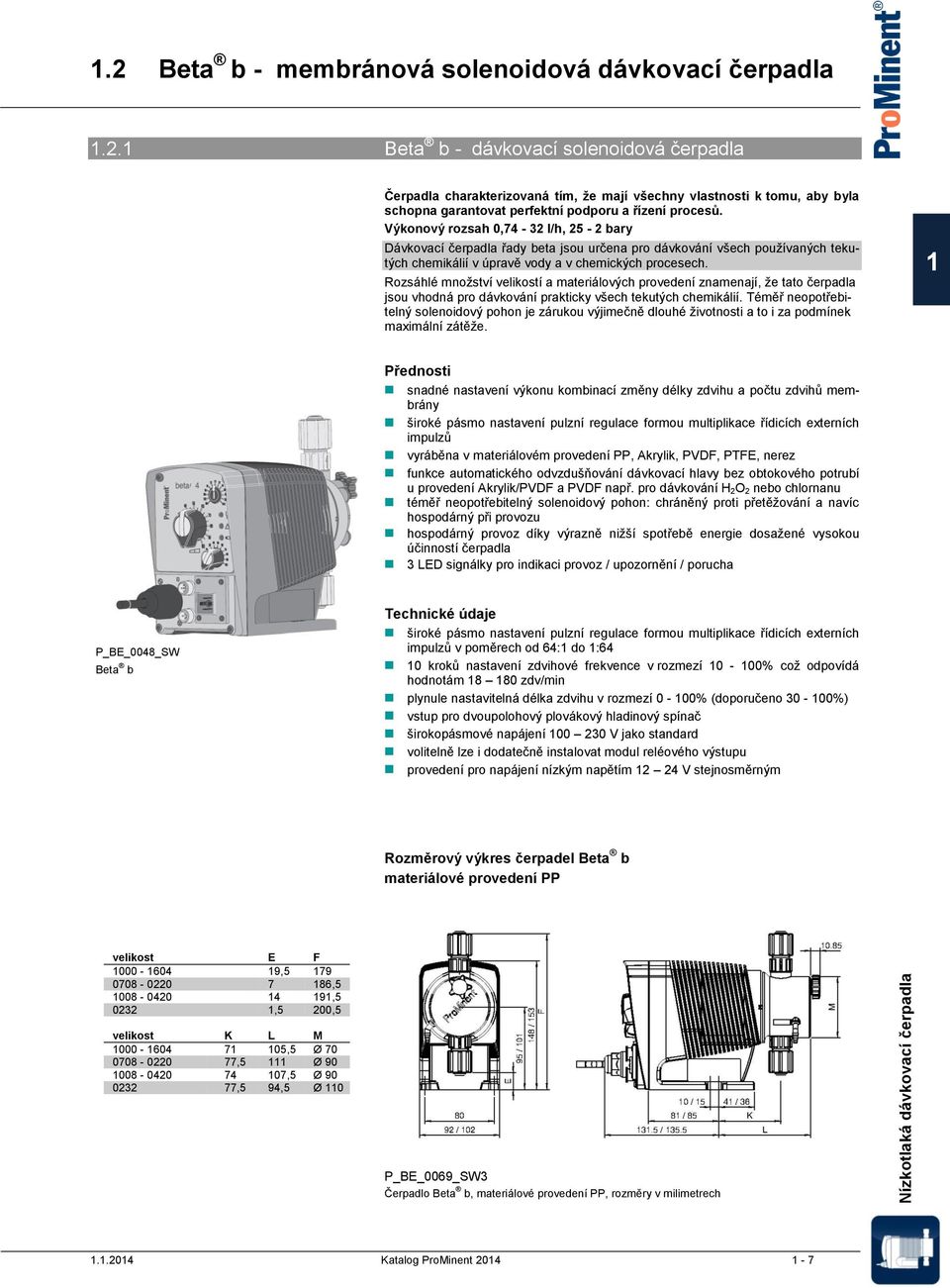 1 Beta b - dávkovací solenoidová čerpadla Čerpadla charakterizovaná tím, že mají všechny vlastnosti k tomu, aby byla schopna garantovat perfektní podporu a řízení procesů.