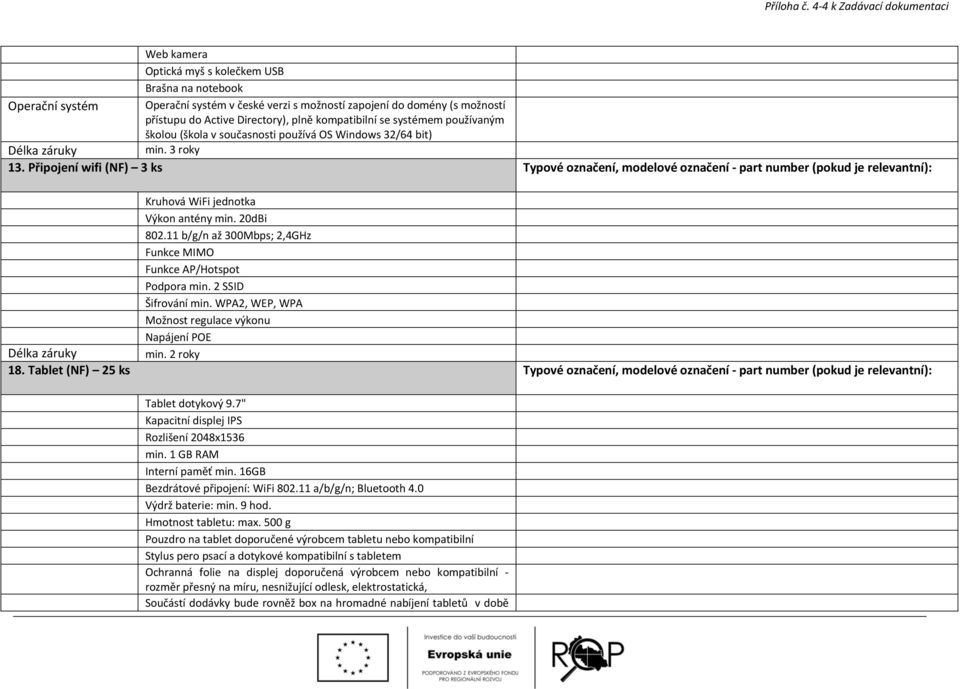 Directory), plně kompatibilní se systémem používaným školou (škola v současnosti používá OS Windows 32/64 bit) Délka záruky min. 3 roky 13.