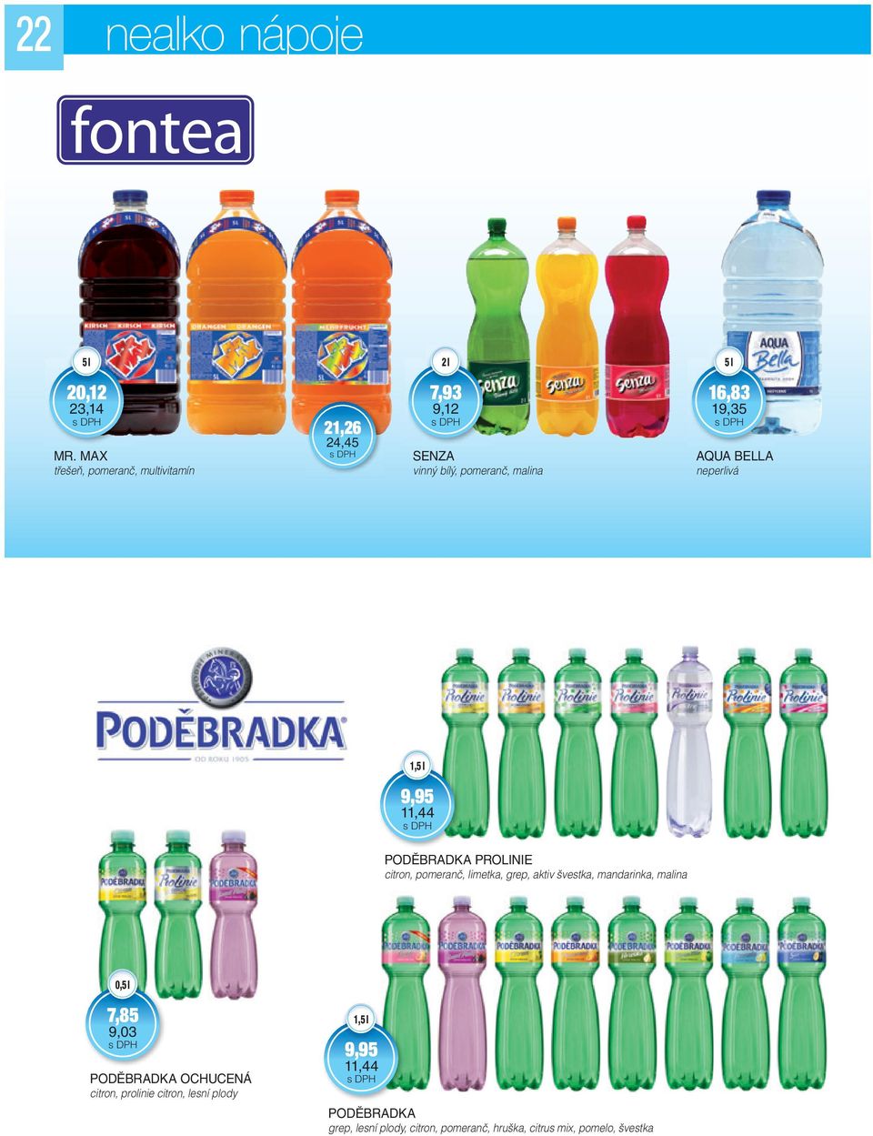 16,83 19,35 AQUA BELLA neperlivá 9,95 11,44 PODĚBRADKA PROLINIE citron, pomeranč, limetka, grep, aktiv