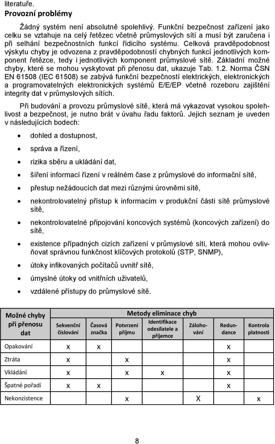 Celková pravděpodobnost výskytu chyby je odvozena z pravděpodobností chybných funkcí jednotlivých komponent řetězce, tedy i jednotlivých komponent průmyslové sítě.