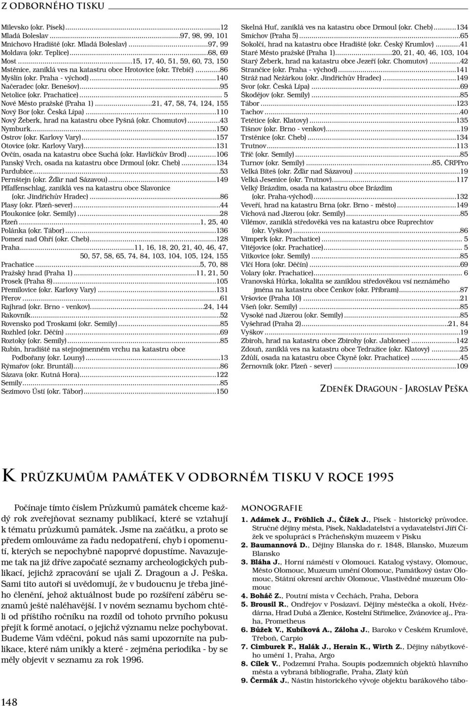 .. 5 Nové Město pražské (Praha 1)...21, 47, 58, 74, 124, 155 Nový Bor (okr. Česká Lípa)...110 Nový Žeberk, hrad na katastru obce Pyšná (okr. Chomutov)...43 Nymburk...150 Ostrov (okr. Karlovy Vary).