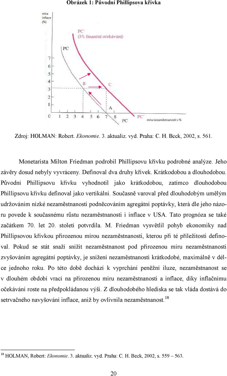 Původní Phillipsovu křivku vyhodnotil jako krátkodobou, zatímco dlouhodobou Phillipsovu křivku definoval jako vertikální.