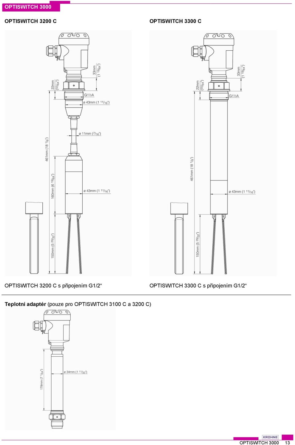 OPTISWITCH 3300 C s připojením G1/2 Teplotní