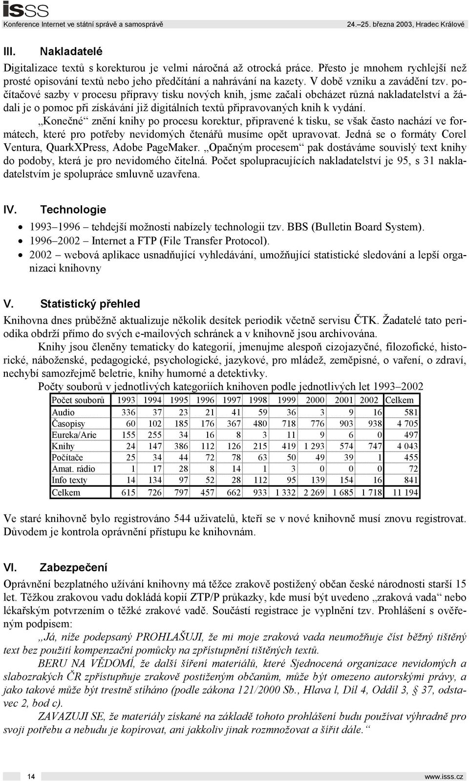 počítačové sazby v procesu přípravy tisku nových knih, jsme začali obcházet různá nakladatelství a žádali je o pomoc při získávání již digitálních textů připravovaných knih k vydání.