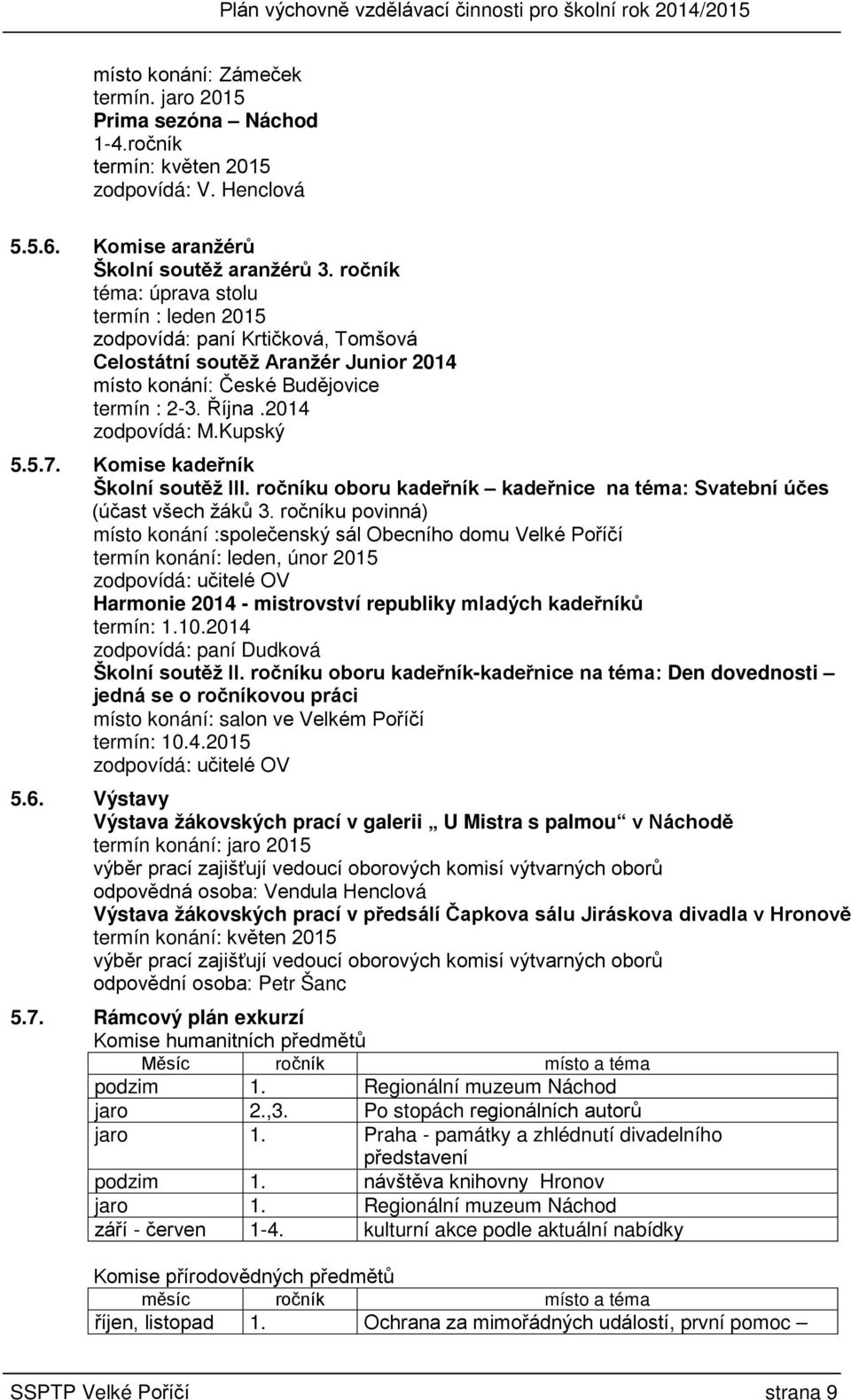 Komise kadeřník Školní soutěž III. ročníku oboru kadeřník kadeřnice na téma: Svatební účes (účast všech žáků 3.