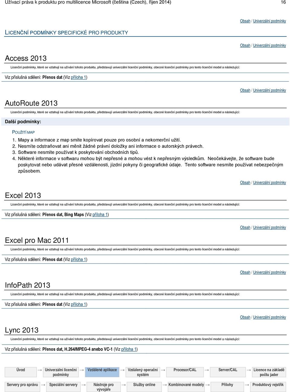 tohoto produktu, představují univerzální licenční, obecné licenční pro tento licenční model a následující: Další : POUŽITÍ MAP 1.