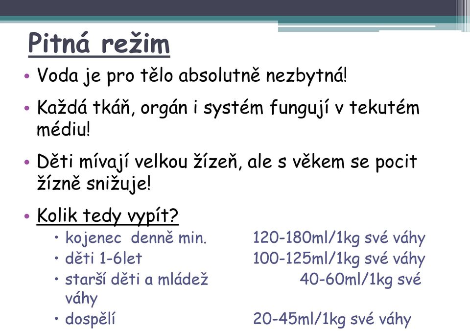 Děti mívají velkou žízeň, ale s věkem se pocit žízně snižuje! Kolik tedy vypít?