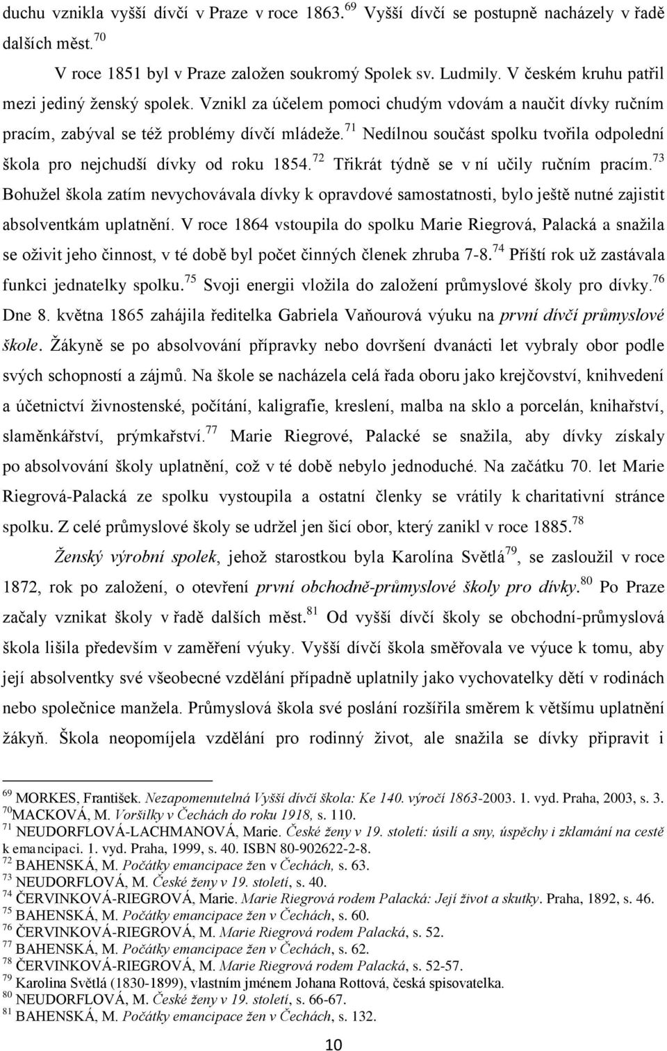 71 Nedílnou součást spolku tvořila odpolední škola pro nejchudší dívky od roku 1854. 72 Třikrát týdně se v ní učily ručním pracím.