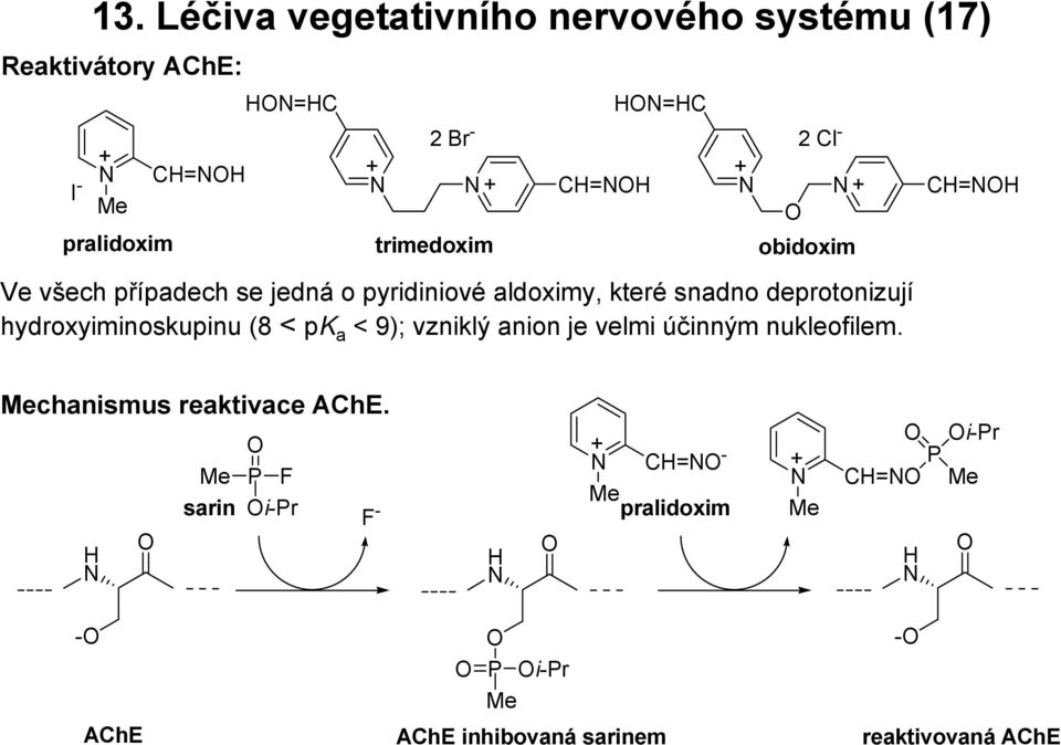 deprotonizují hydroxyiminoskupinu (8 < pk a < 9); vzniklý anion je velmi účinným nukleofilem.