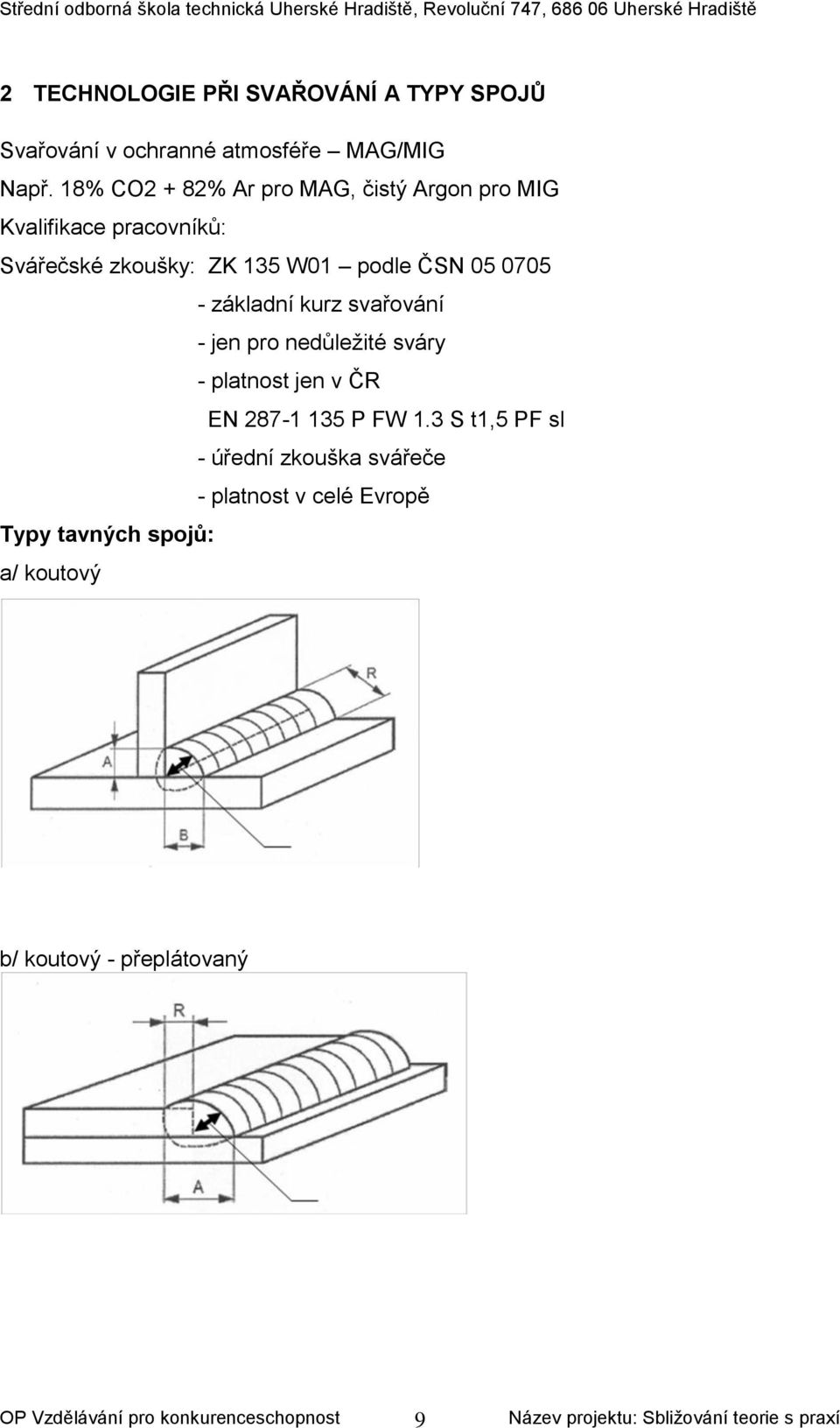 podle ČSN 05 0705 - základní kurz svařování - jen pro nedůležité sváry - platnost jen v ČR EN 287-1 135