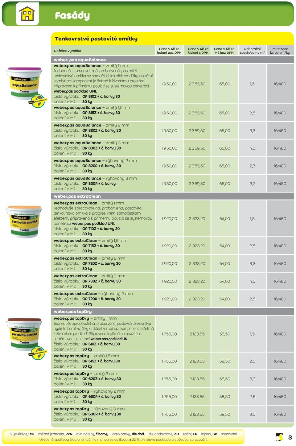 číslo výrobku: OP 810Z + č. barvy 30 weber.pas aquabalance zrnitý 1,5 mm číslo výrobku: OP 815Z + č. barvy 30 1 950,00 2 359,50 65,00 2,5 16/480 weber.