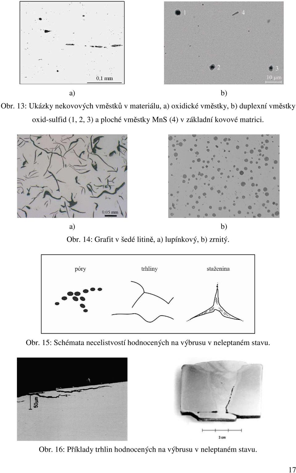14: Grafit v šedé litině, a) lupínkový, b) zrnitý. Obr.