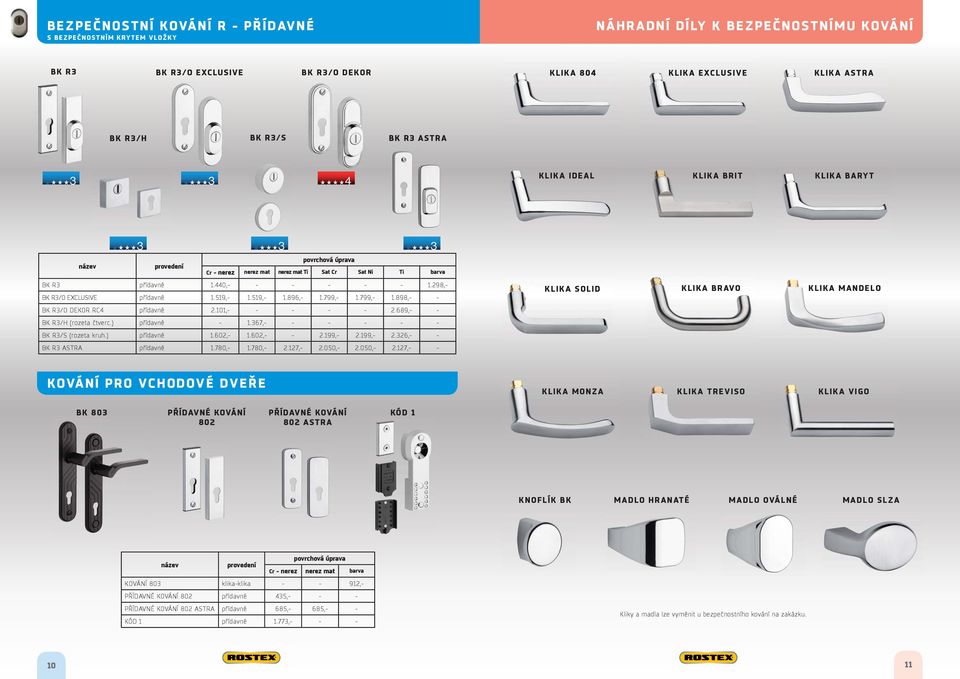 799,- 1.898,- - KLIKA SOLID KLIKA BRAVO KLIKA MANDELO BK R3/O DEKOR RC4 přídavné 2.101,- - - - - 2.689,- - BK R3/H (rozeta čtverc.) přídavné - 1.367,- - - - - - BK R3/S (rozeta kruh.) přídavné 1.