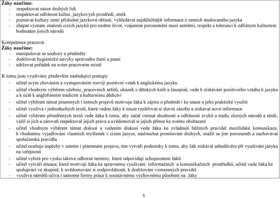 : Žáky naučíme: - manipulovat se soubory a předměty - dodržovat hygienické návyky správného čtení a psaní - udržovat pořádek na svém pracovním místě K tomu jsou využívány především následující