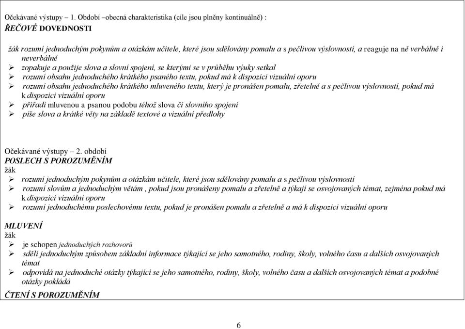 ně verbálně i neverbálně zopakuje a použije slova a slovní spojení, se kterými se v průběhu výuky setkal rozumí obsahu jednoduchého krátkého psaného textu, pokud má k dispozici vizuální oporu rozumí