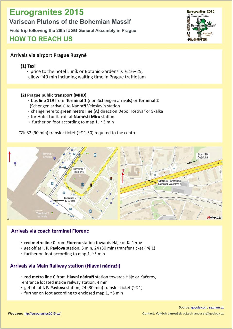 at Náměstí Míru station further on foot according to map 1, ~ 5 min CZK 32 (90 min) transfer ticket (~ 1.