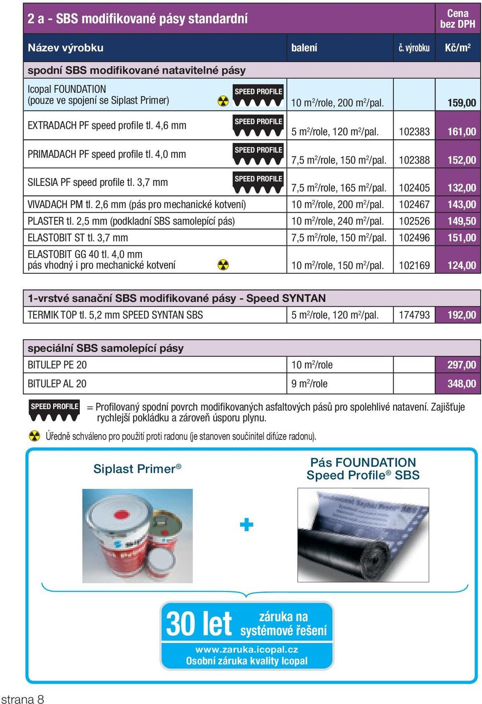 4,6 mm PRIMADACH PF speed profi le tl. 4,0 mm SPEED PROFILE SPEED PROFILE 5 m 2 /role, 120 m 2 /pal. 102383 161,00 7,5 m 2 /role, 150 m 2 /pal.