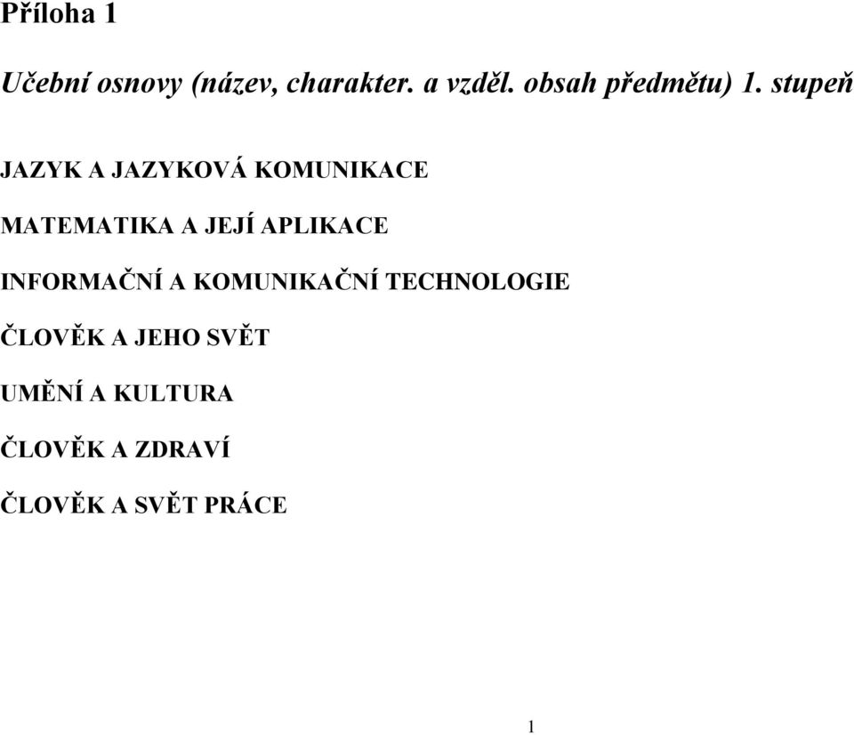 stupeň JAZYK A JAZYKOVÁ KOMUNIKACE MATEMATIKA A JEJÍ