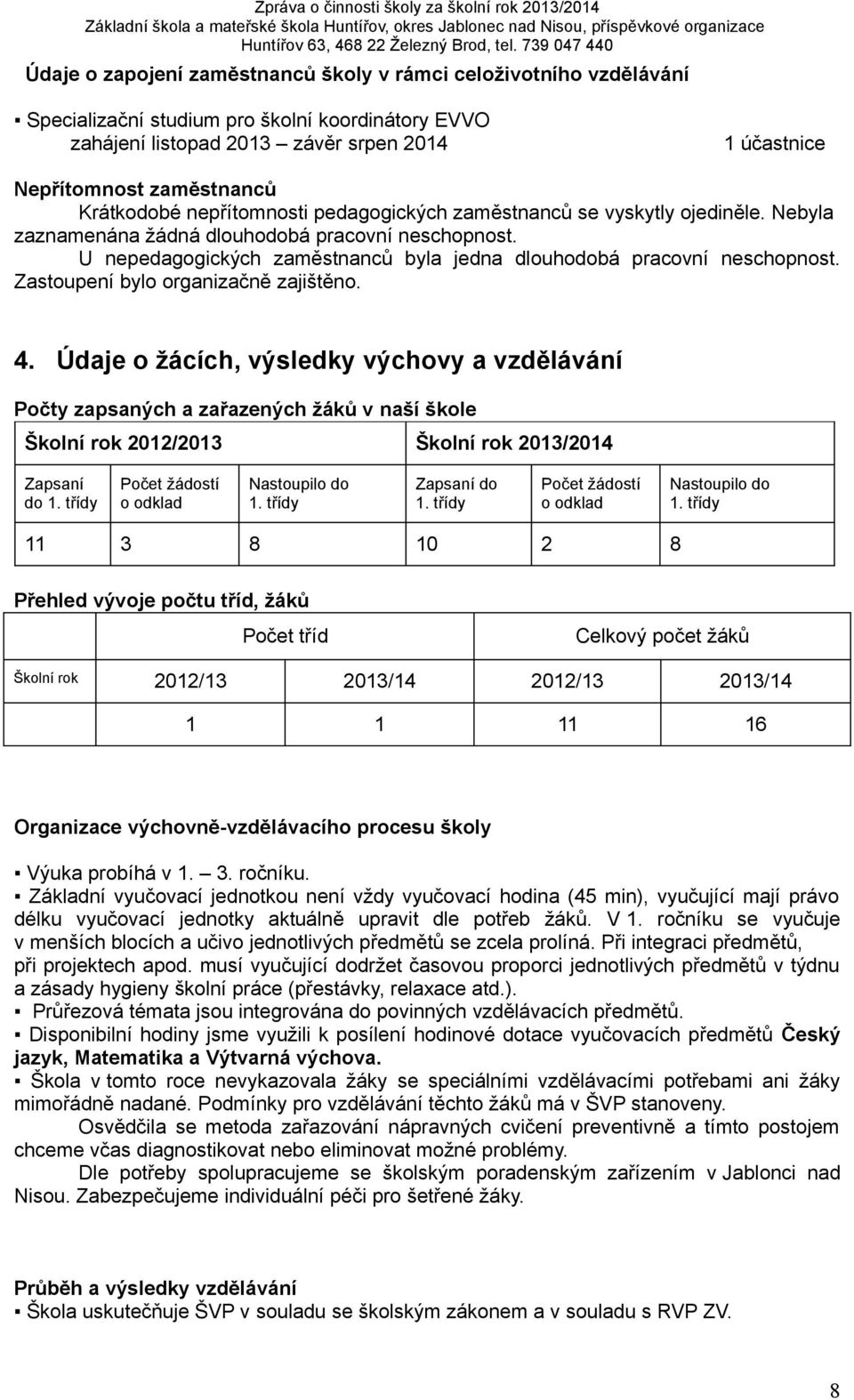 U nepedagogických zaměstnanců byla jedna dlouhodobá pracovní neschopnost. Zastoupení bylo organizačně zajištěno. 4.