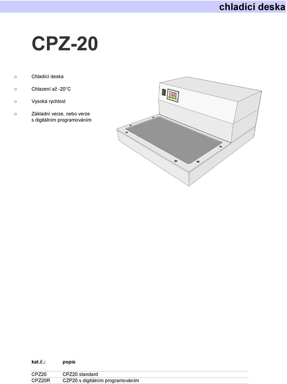 verze s digitálním programováním CPZ20 CPZ20R
