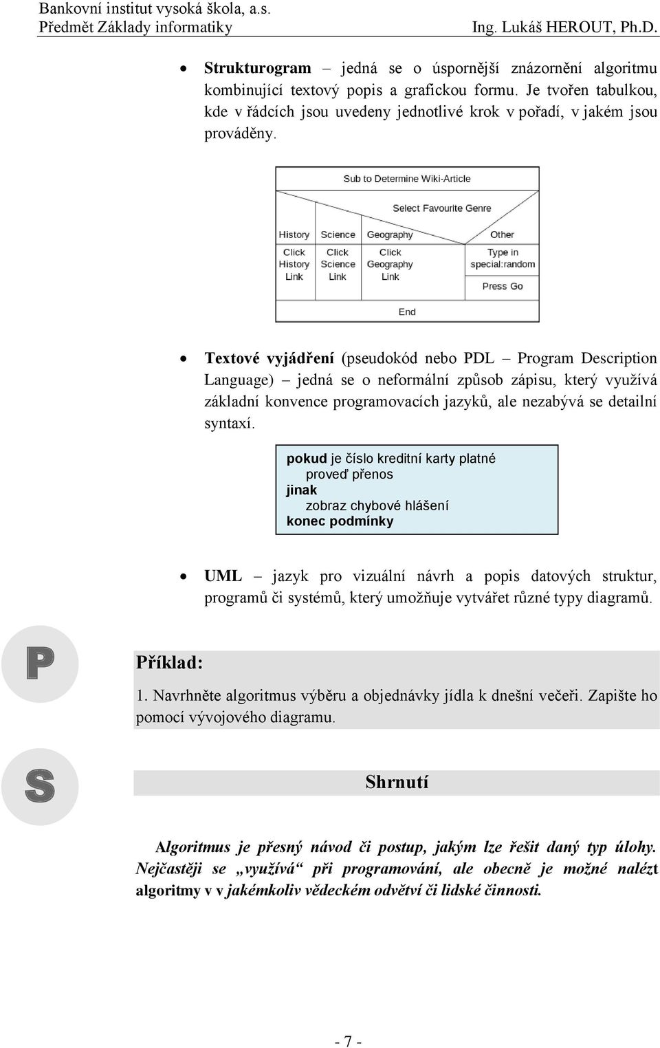 pokud je číslo kreditní karty platné proveď přenos jinak zobraz chybové hlášení konec podmínky UML jazyk pro vizuální návrh a popis datových struktur, programů či systémů, který umožňuje vytvářet