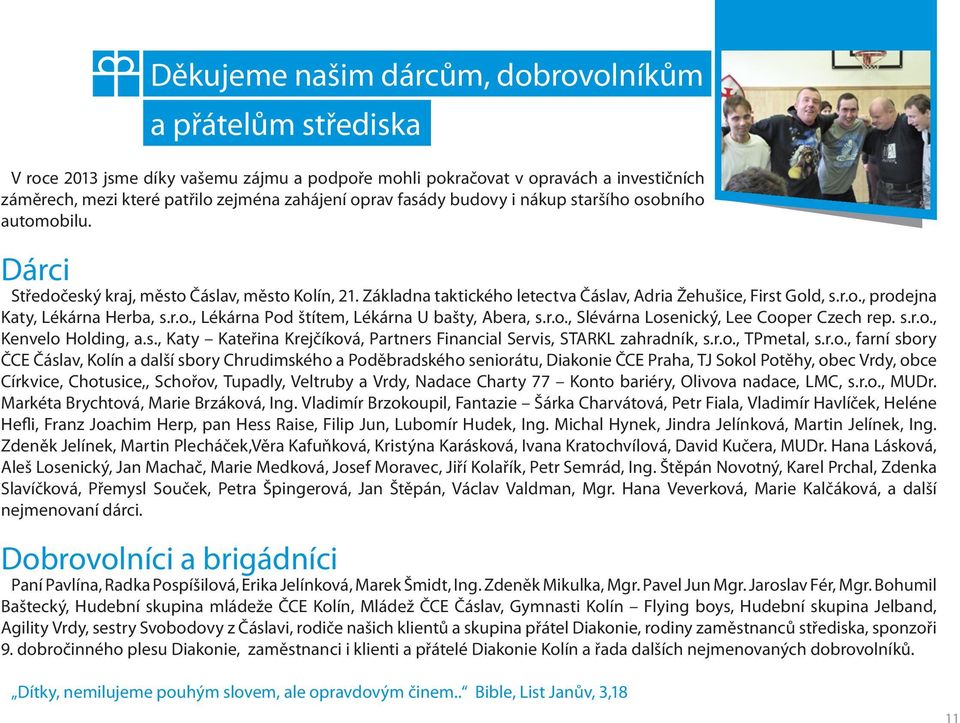 r.o., Lékárna Pod štítem, Lékárna U bašty, Abera, s.r.o., Slévárna Losenický, Lee Cooper Czech rep. s.r.o., Kenvelo Holding, a.s., Katy Kateřina Krejčíková, Partners Financial Servis, STARKL zahradník, s.