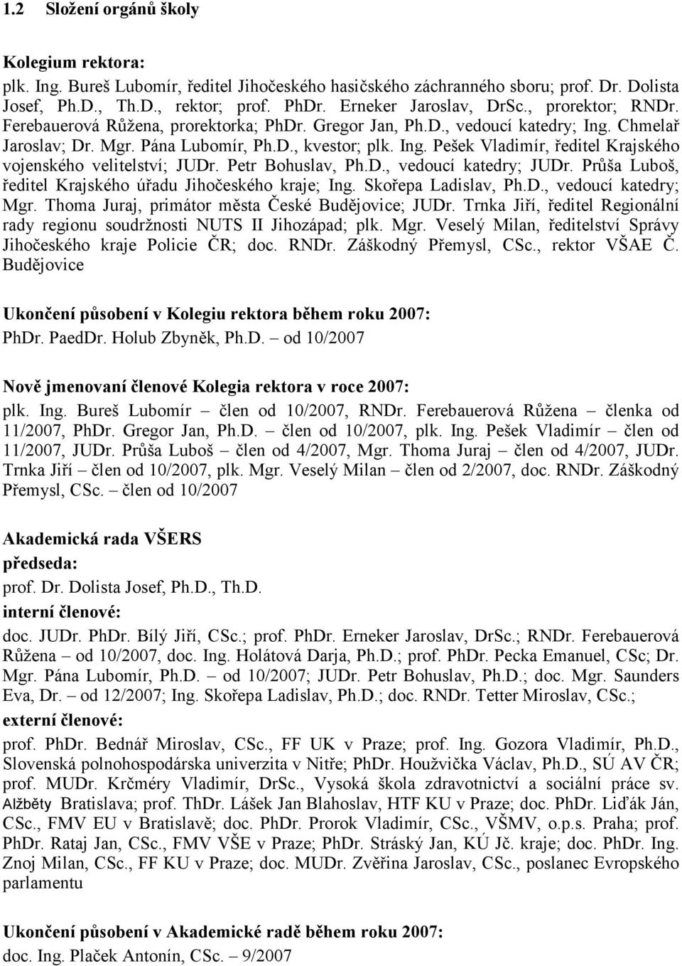 Petr Bohuslav, Ph.D., vedoucí katedry; JUDr. Průša Luboš, ředitel Krajského úřadu Jihočeského kraje; Ing. Skořepa Ladislav, Ph.D., vedoucí katedry; Mgr.