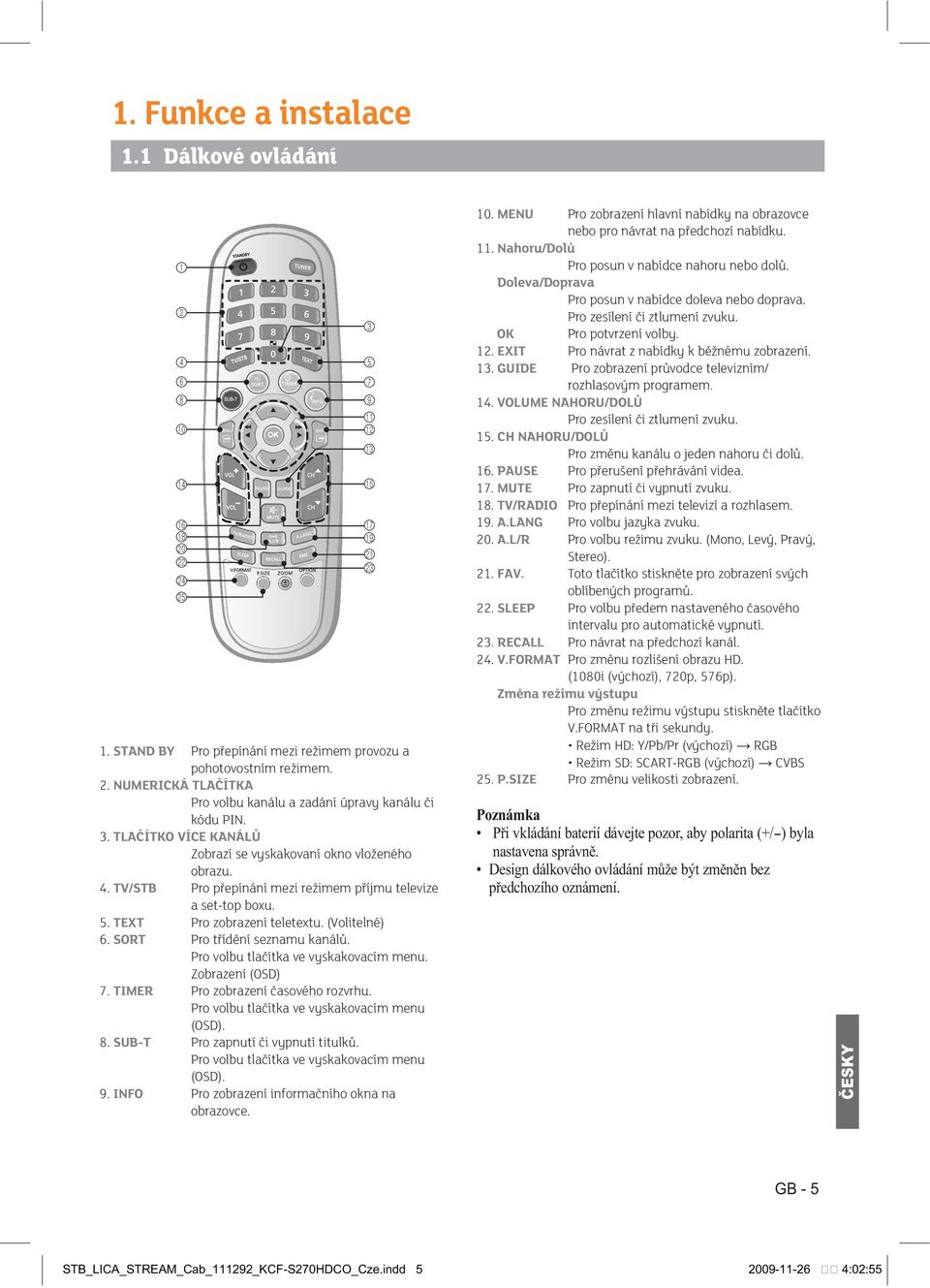 SORT Pro třídění seznamu kanálů. Pro volbu tlačítka ve vyskakovacím menu. Zobrazení (OSD) 7. TIMER Pro zobrazení časového rozvrhu. Pro volbu tlačítka ve vyskakovacím menu (OSD). 8.