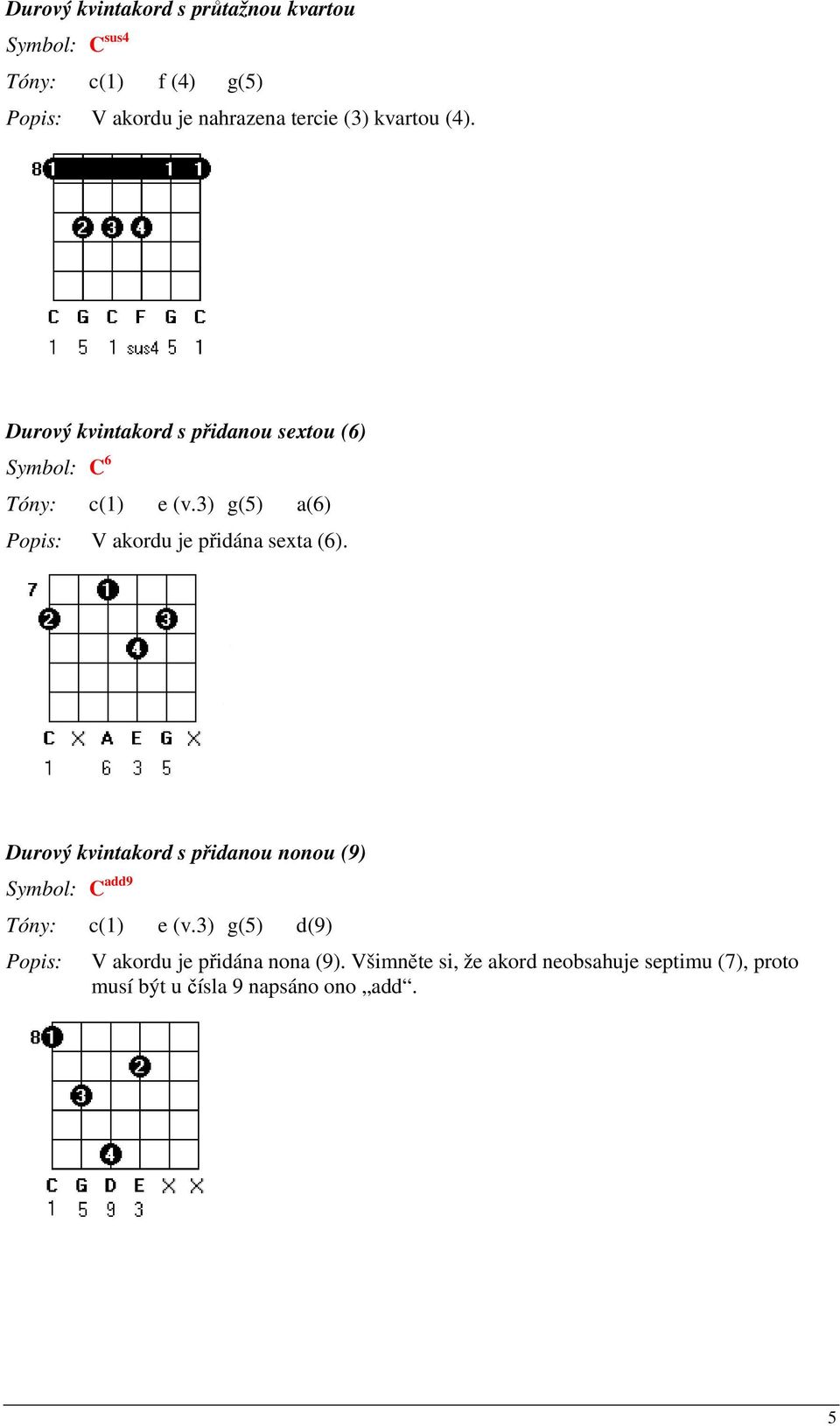 3) g(5) a(6) Popis: V akordu je přidána sexta (6).