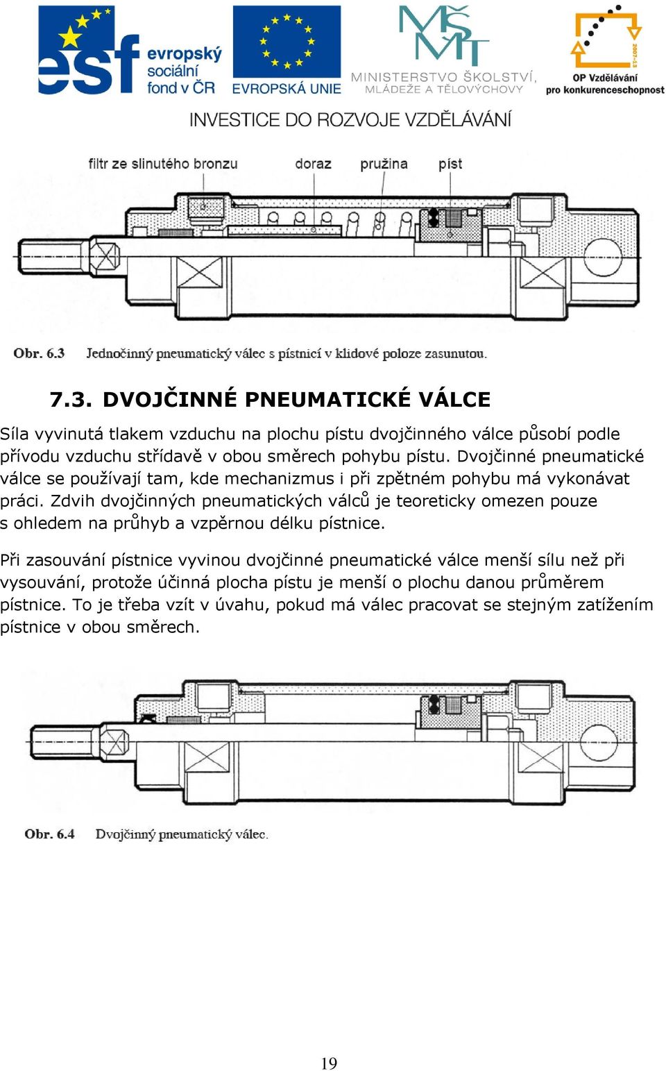 Zdvih dvojčinných pneumatických válců je teoreticky omezen pouze s ohledem na průhyb a vzpěrnou délku pístnice.