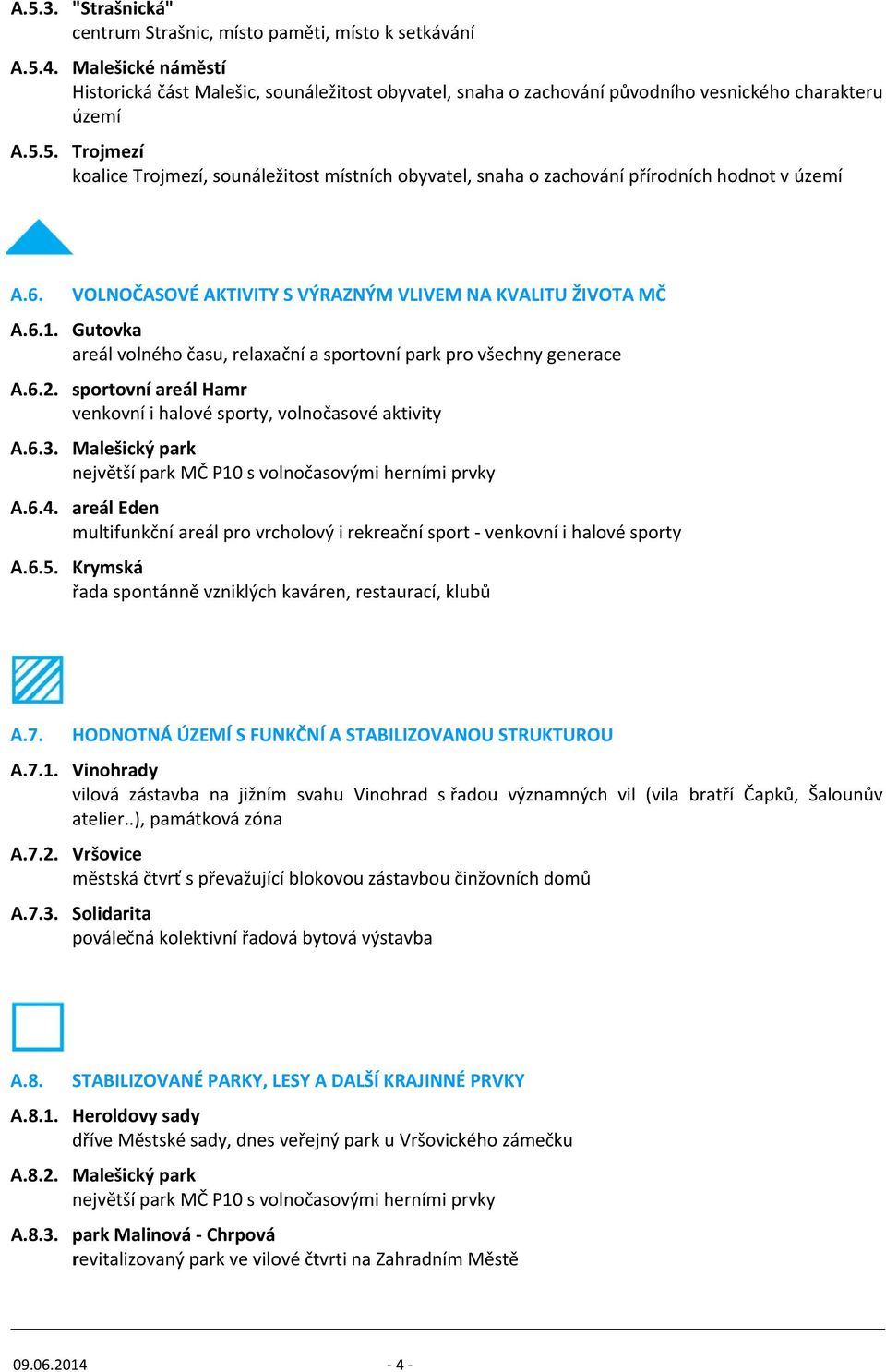 5. Trojmezí koalice Trojmezí, sounáležitost místních obyvatel, snaha o zachování přírodních hodnot v území A.6. VOLNOČASOVÉ AKTIVITY S VÝRAZNÝM VLIVEM NA KVALITU ŽIVOTA MČ A.6.1.