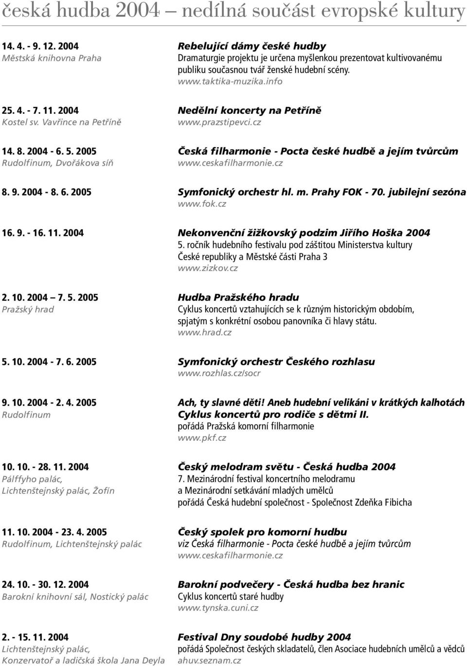 2005 Česká f ilharmonie - Pocta české hudbě a jejím tvůrcům Rudolf inum, Dvořákova síň www.ceskaf ilharmonie.cz 8. 9. 2004-8. 6. 2005 Symfonický orchestr hl. m. Prahy FOK - 70. jubilejní sezóna www.