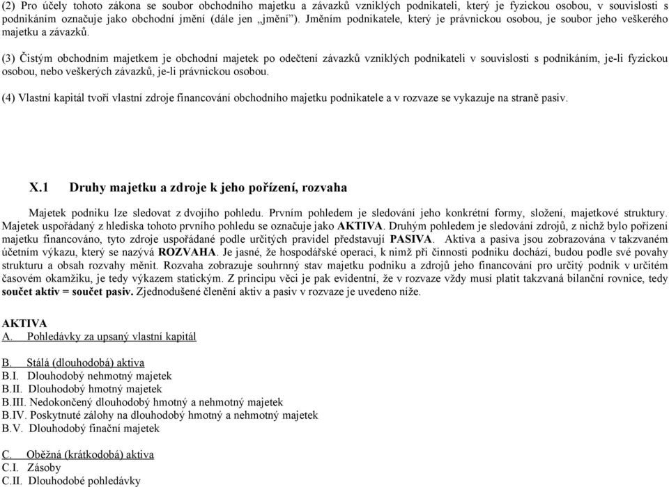 (3) Čistým obchodním majetkem je obchodní majetek po odečtení závazků vzniklých podnikateli v souvislosti s podnikáním, je-li fyzickou osobou, nebo veškerých závazků, je-li právnickou osobou.