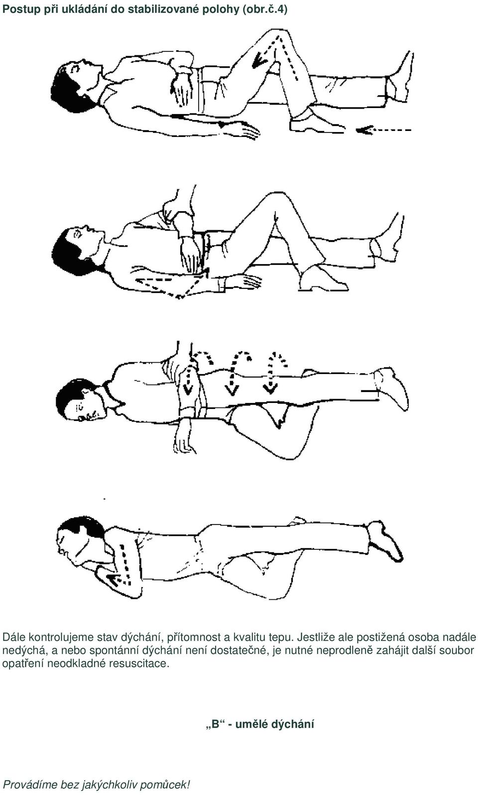Jestliže ale postižená osoba nadále nedýchá, a nebo spontánní dýchání není