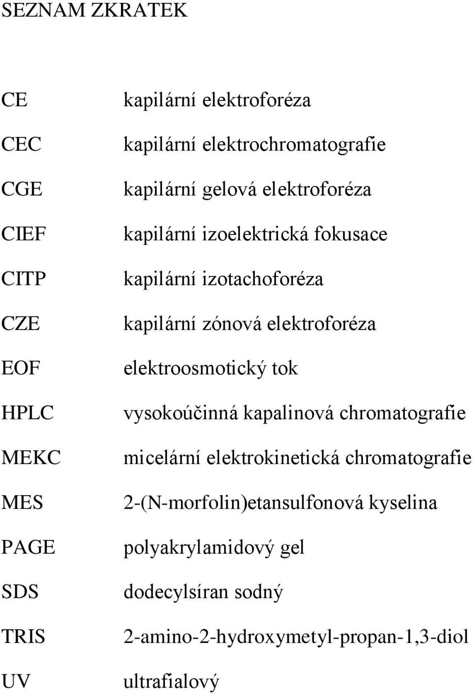 zónová elektroforéza elektroosmotický tok vysokoúčinná kapalinová chromatografie micelární elektrokinetická