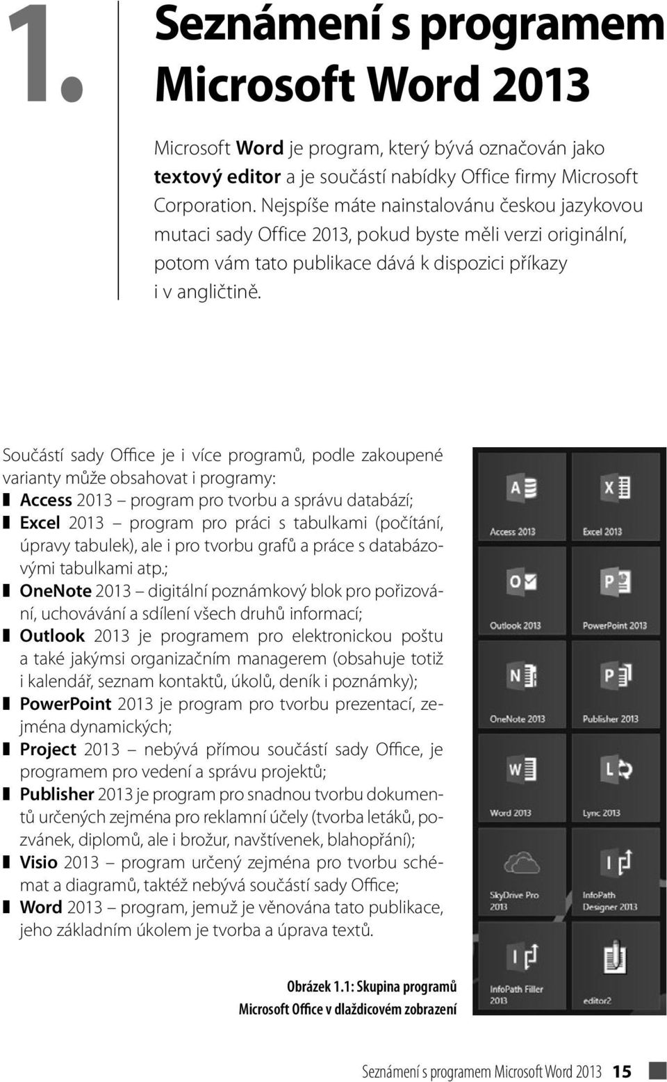 Součástí sady Office je i více programů, podle zakoupené varianty může obsahovat i programy: Access 2013 program pro tvorbu a správu databází; Excel 2013 program pro práci s tabulkami (počítání,