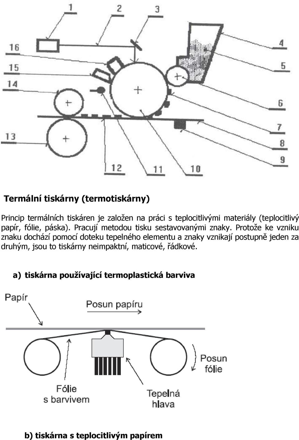 Protože ke vzniku znaku dochází pomocí doteku tepelného elementu a znaky vznikají postupně jeden za